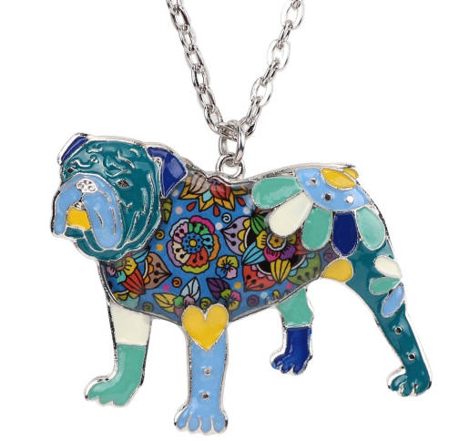 Bulldog Jewelry - English Bulldog Necklace- Bulldog Art - Bulldog Watercolor - Bulldog Figurine- FREE Shipping