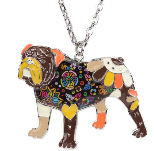 Bulldog Jewelry - English Bulldog Necklace- Bulldog Art - Bulldog Watercolor - Bulldog Figurine- FREE Shipping