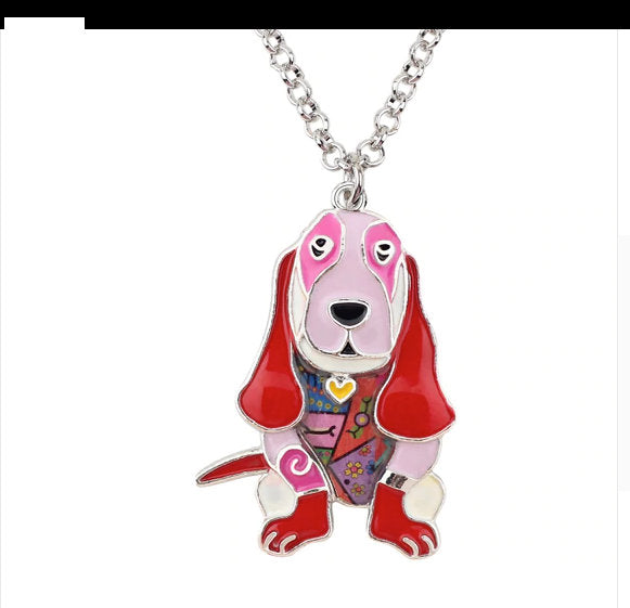 Basset Hound Dog Jewelry - Basset Hound Necklace- Basset Hound Art - Basset Hound Watercolor - Basset Hound Figurine- FREE Shipping
