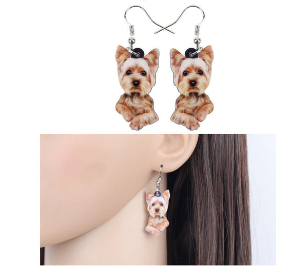 Yorkie Jewelry - Yorkie Necklace- Yorkshire Terrier Art - Yorkshire Earrings - FREE Shipping