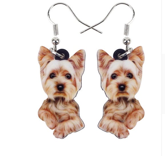 Yorkie Jewelry - Yorkie Necklace- Yorkshire Terrier Art - Yorkshire Earrings - FREE Shipping