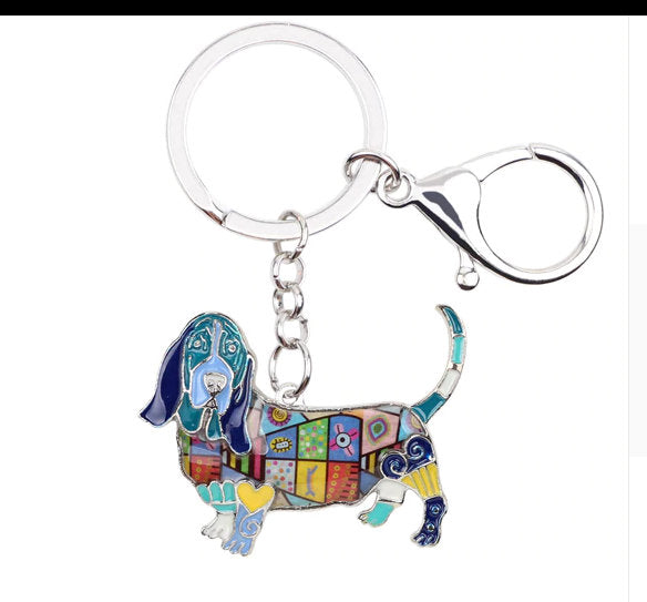 Basset Hound Jewelry - Basset Hound KeyChain- Hound Dog Art - Basset Hound Watercolor - Basset Hound Figurine- FREE Shipping