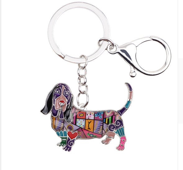 Basset Hound Jewelry - Basset Hound KeyChain- Hound Dog Art - Basset Hound Watercolor - Basset Hound Figurine- FREE Shipping