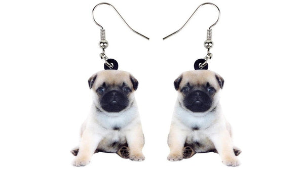 Pug Jewelry - Pug Necklace- Pug Art - Pug Earrings - FREE Shipping