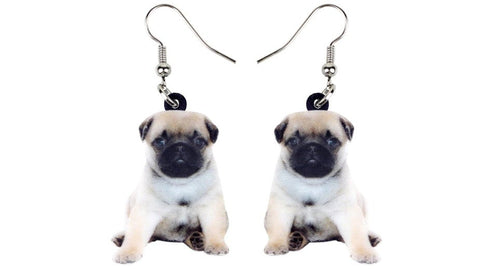 Pug Jewelry - Pug Necklace- Pug Art - Pug Earrings - FREE Shipping