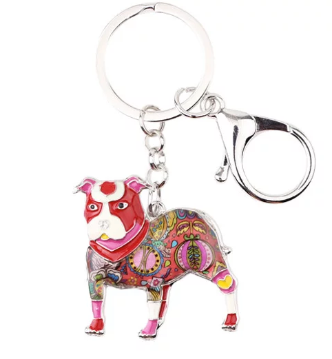 Pit Bull Jewelry - Pit Bull KeyChain- PitBull Art - Pit Bull Watercolor - Pit Bull Figurine- Mother's Day FREE Shipping