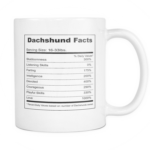 Dachshund Facts 11 oz Coffee Mug (FREE Shipping)