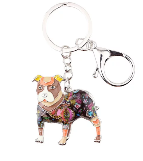Pit Bull Jewelry - Pit Bull KeyChain- PitBull Art - Pit Bull Watercolor - Pit Bull Figurine- Mother's Day FREE Shipping
