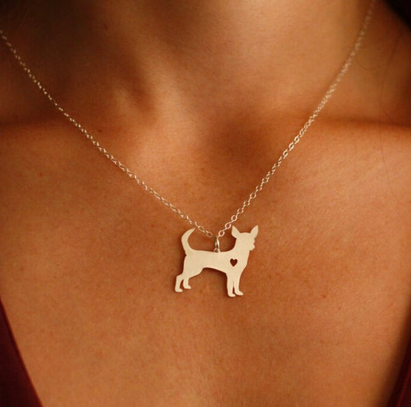 Cute Chihuahua Heart Sterling Silver/14k Gold Side View Pendant and 18" Necklace - FREE - Just Pay Shipping!
