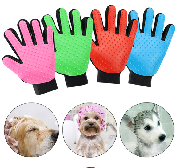 Compawions Grooming Gloves - Left and Right - Enhanced Five Finger Design - For Cats, Dogs & Horses - Your Pet Will Love It - FREE Shipping