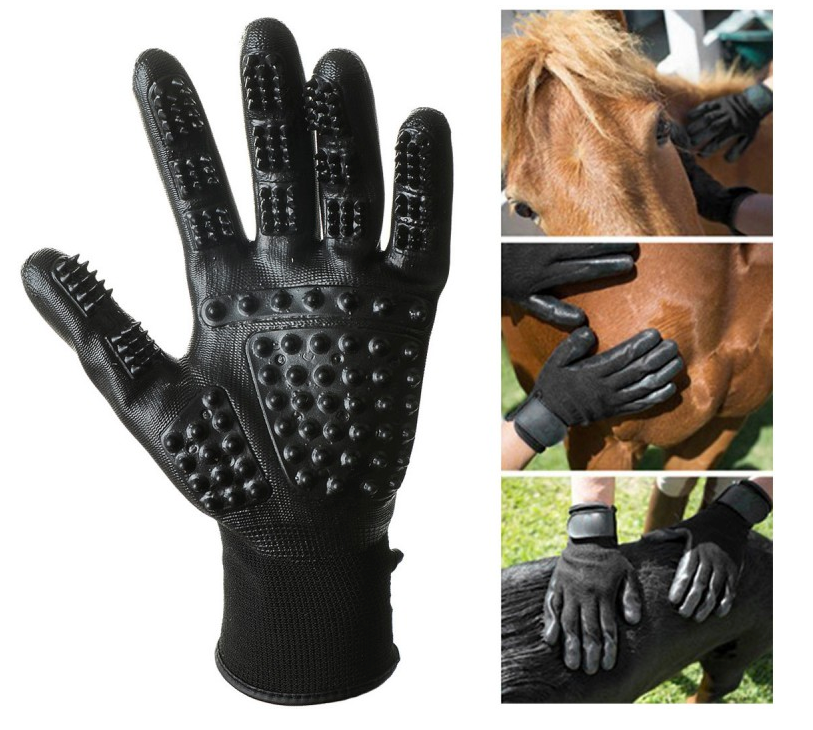 Compawions Grooming Gloves Version2 - Left and Right - Enhanced Five Finger Design - For Cats, Dogs & Horses - Your Pet Will Love It - FREE Shipping