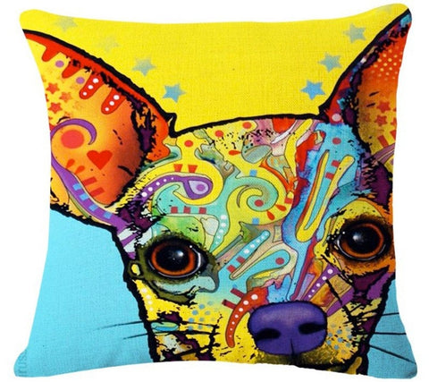 Chihuahua Pillow- Throw Pillow COVER Chihuahua - Chihuahua Painting - Chihuahua Art - Chihuahua Fabric - Chihuahua Mom -Chihuahua Print