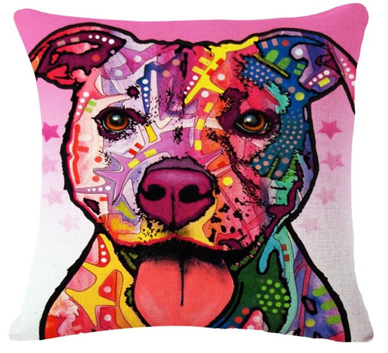 Pit bull Pink Pillow- Throw Pillow COVER Pit Bull Pitbull - Pitbull Painting - Pitbull Art - Pitbull Mom