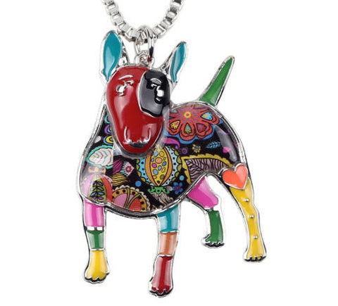 Bull Terrier Jewelry - Miniature Bull Terrier Necklace- Bull Terrier Art - Bull Terrier Watercolor - Bull Terrier Figurine- FREE Shipping