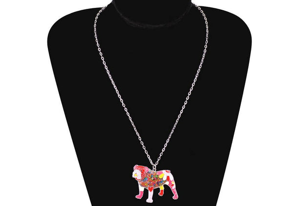 Bulldog Jewelry - English Bulldog Necklace- Bulldog Art - Bulldog Watercolor - Bulldog Figurine- FREE Shipping