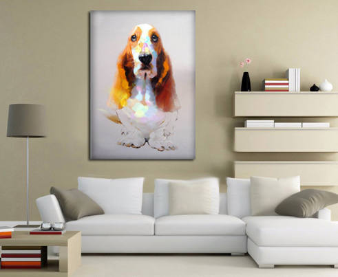 Basset Hound Art - Hound Painting - Bassett Hound Unique Oil Painted - Hound Dog Oil Handpainted Canvas Painting- FREE Shipping