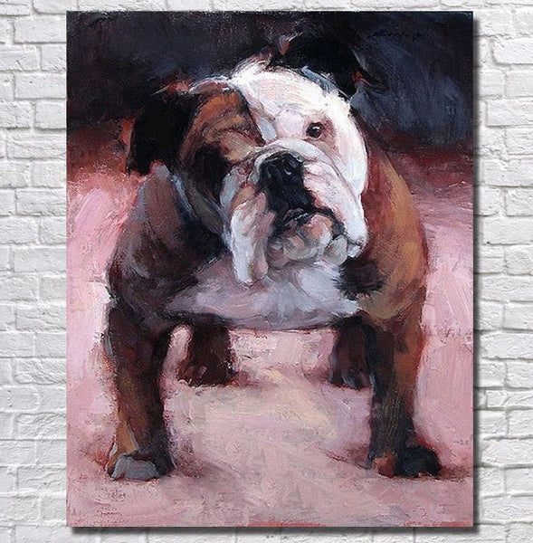 Bulldog Art - Bulldog Painting - Bulldog Unique Oil Painted - Bulldog Oil Handpainted Canvas Painting- FREE Shipping