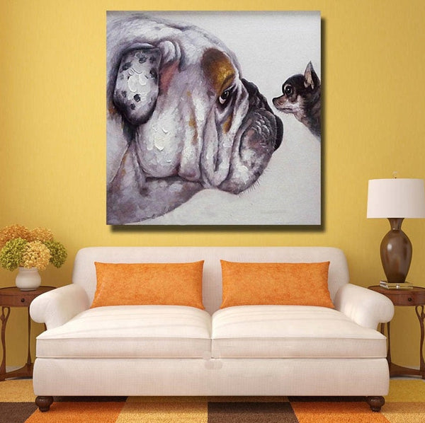 Bulldog - Chihuahua Art - Bulldog Painting - Bulldog Unique Oil Painted - Bulldog Oil Handpainted Canvas Painting- FREE Shipping