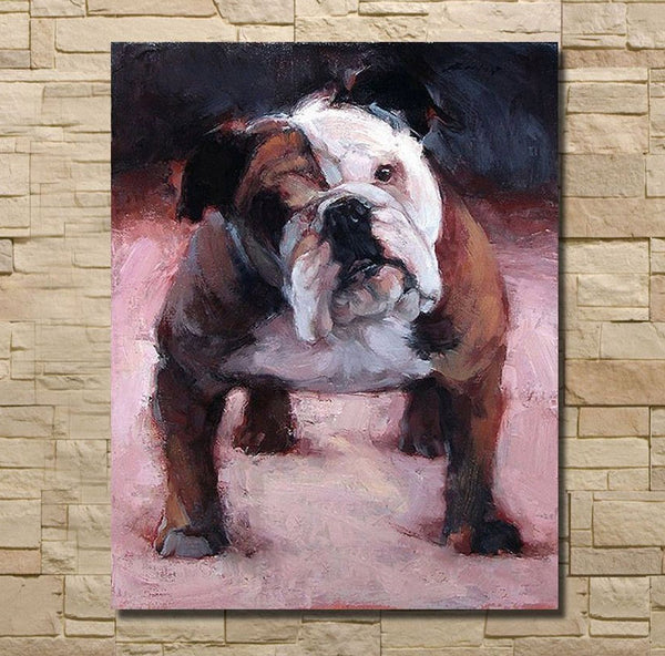Bulldog Art - Bulldog Painting - Bulldog Unique Oil Painted - Bulldog Oil Handpainted Canvas Painting- FREE Shipping