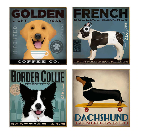 Assorted Vintage Dog Canvas Painting- Vintage Dog Paintings - Dog Art FREE Shipping
