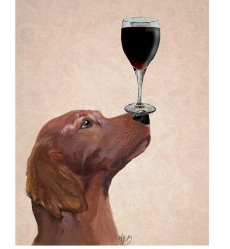 Assorted Wine Dog Canvas Painting- Vintage Dog Paintings - Dog Art FREE Shipping
