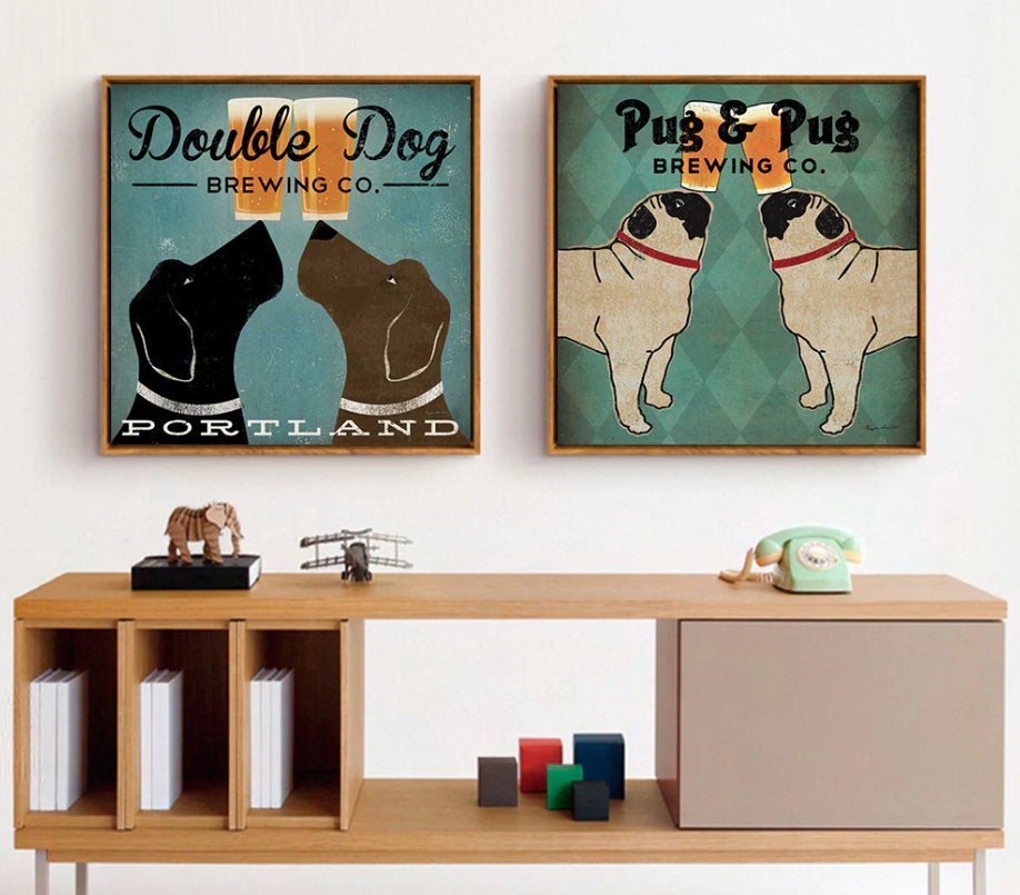 Assorted Vintage Dog Canvas Painting- Vintage Dog Paintings - Dog Art FREE Shipping