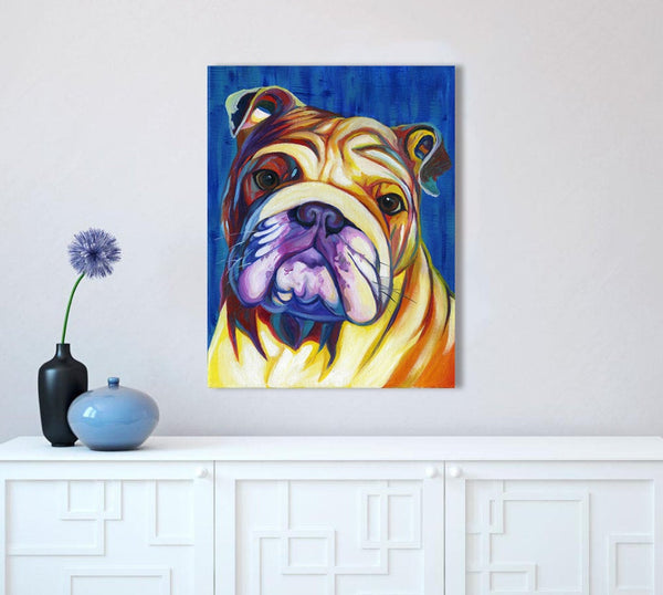 Bulldog Canvas Painting- English Bulldog Painting - Bulldog Art FREE Shipping
