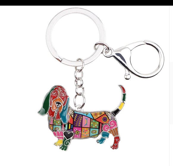 Basset Hound Jewelry - Basset Hound KeyChain- Hound Dog Art - Basset Hound Watercolor - Basset Hound Figurine- FREE Shipping