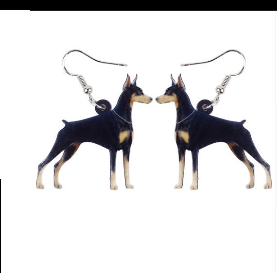 Doberman Jewelry - Doberman Necklace- Doberman Art - Doberman Earrings - FREE Shipping