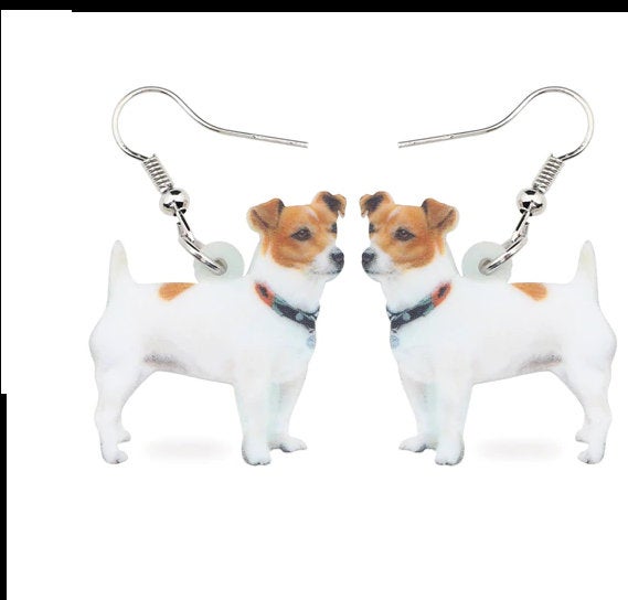 Jack Russell Jewelry - Jack Russell Necklace- Jack Russell Art - Jack Russell Earrings - FREE Shipping