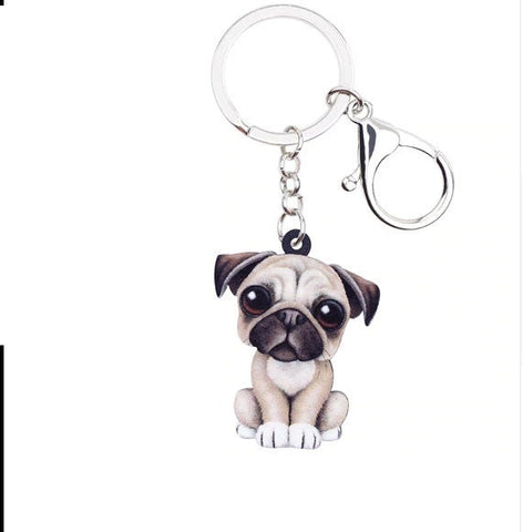 Pug Keychain - Pug Necklace- Pug Jewelry - Pug Earrings - FREE Shipping