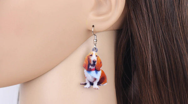 Basset Hound Jewelry - Basset Hound Necklace- Basset Hound Art - Basset Hound Earrings - FREE Shipping