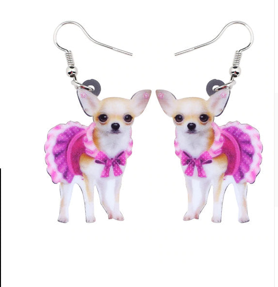 Chihuahua Jewelry - Chihuahua Necklace- Chihuahua Art - Chihuahua Earrings - FREE Shipping