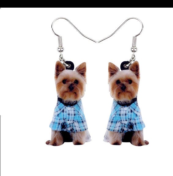 Yorkie Jewelry - Yorkie Necklace- Yorkshire Terrier Art - Yorkshire Earrings - FREE Shipping
