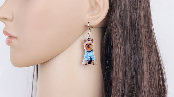 Yorkie Jewelry - Yorkie Necklace- Yorkshire Terrier Art - Yorkshire Earrings - FREE Shipping