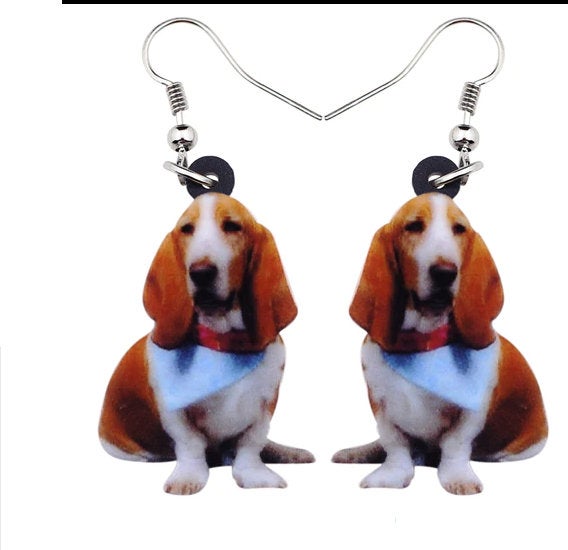 Basset Hound Jewelry - Basset Hound Necklace- Basset Hound Art - Basset Hound Earrings - FREE Shipping