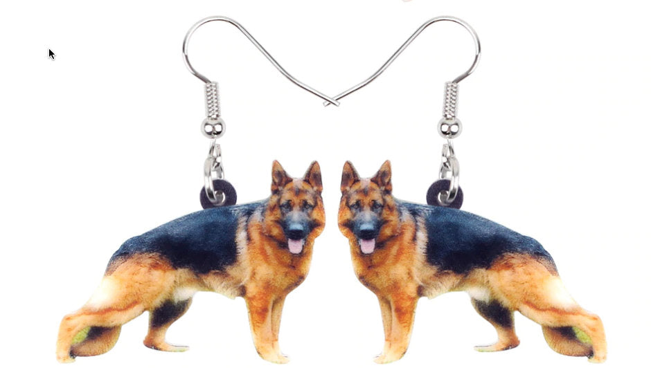 German Shepherd Jewelry - German Shepherd Necklace- German Shepherd Art - German Shepherd Earrings - FREE Shipping
