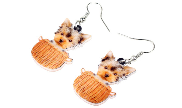 Yorkie Jewelry - Miniature Yorkie Necklace- Yorkshire Terrier Art - Yorkshire Earrings - FREE Shipping