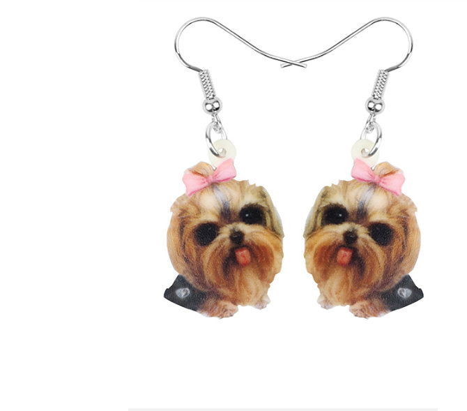 Yorkie Jewelry - Miniature Yorkie Necklace- Yorkshire Terrier Art - Yorkshire Earrings - FREE Shipping