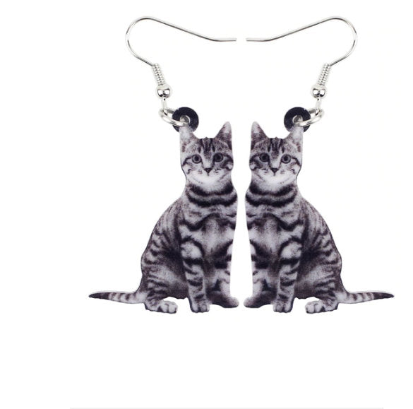 Cat Jewelry - Cat Necklace- Cat Art - Cat Earrings - Cat Jewelry FREE Shipping
