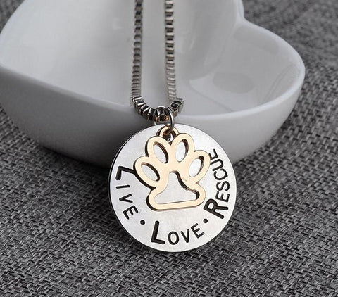 Dog Tags for Dogs Jewelry - Gold Dog Tag Necklace- Small Dog Rescue Necklace - Small and Large Dog Rescue Dog Necklace FREE Shipping
