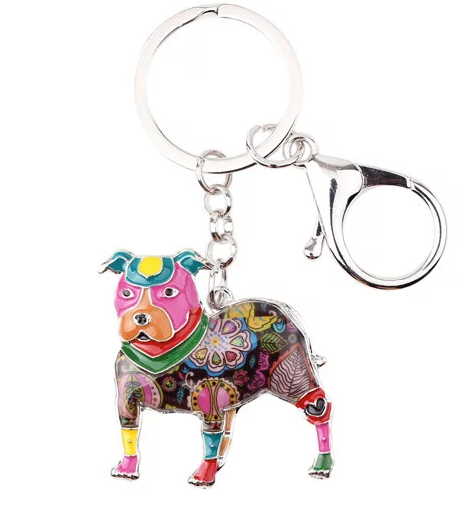 Pit Bull Jewelry - Pit Bull KeyChain- PitBull Art - Pit Bull Watercolor - Pit Bull Figurine- Mother's Day FREE Shipping